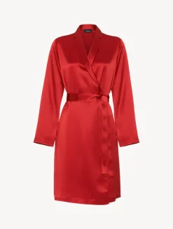 La Perla Silk Short Robe In Garnet< Robes|Silk Sleepwear