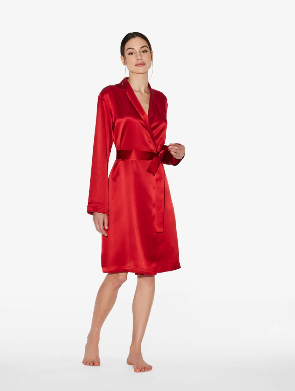 La Perla Silk Short Robe In Garnet< Robes|Silk Sleepwear