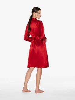 La Perla Silk Short Robe In Garnet< Robes|Silk Sleepwear