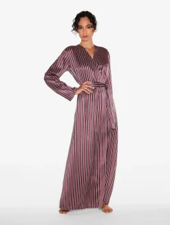 La Perla Silk Striped Long Robe< Robes|Silk Sleepwear