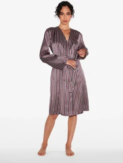 La Perla Silk Striped Short Robe< Robes|Silk Sleepwear