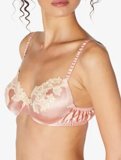 La Perla Silk Underwired Bra In Powder With Ivory Frastaglio< Underwired