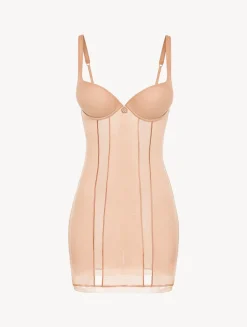 La Perla Slip Dress In Sand Stretch Tulle< Shapewear|Slips & Dresses