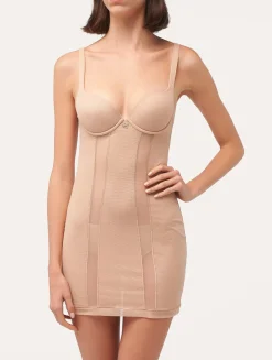La Perla Slip Dress In Sand Stretch Tulle< Shapewear|Slips & Dresses