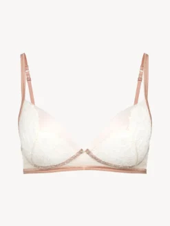 La Perla Soft Bralette In Linen And Nude Rose With Leavers Lace< Bralette|Wireless