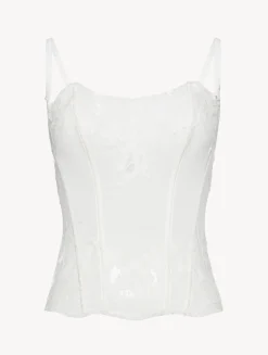 La Perla Soft Corset In Off With Cotton Leavers Lace< Bodysuits & Bustiers