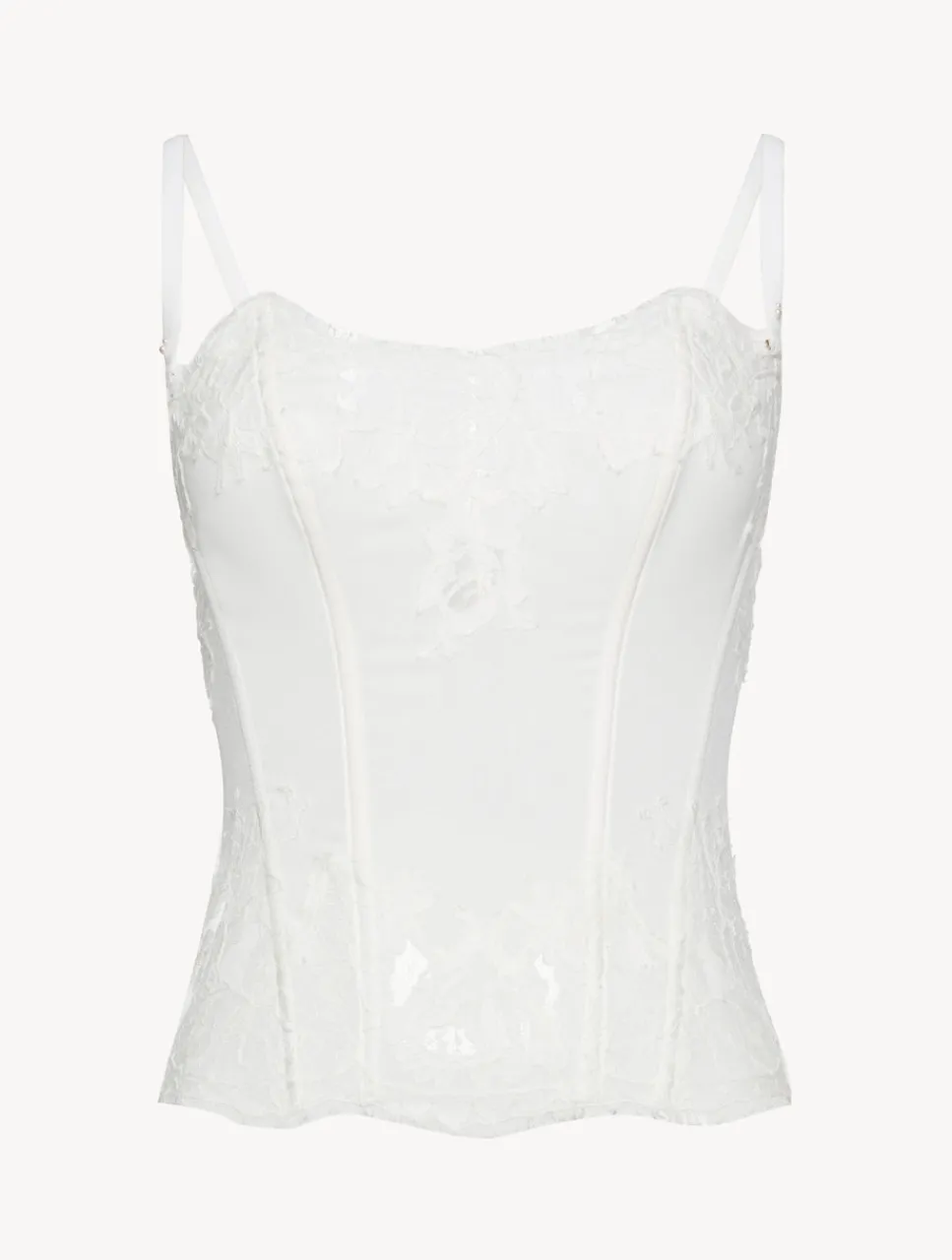 La Perla Soft Corset In Off With Cotton Leavers Lace< Bodysuits & Bustiers