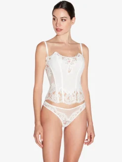 La Perla Soft Corset In Off With Cotton Leavers Lace< Bodysuits & Bustiers
