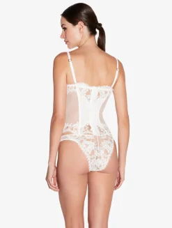 La Perla Soft Corset In Off With Cotton Leavers Lace< Bodysuits & Bustiers