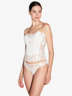 La Perla Soft Corset In Off With Cotton Leavers Lace< Bodysuits & Bustiers