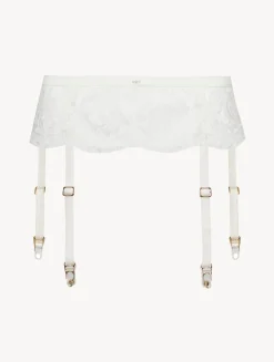 La Perla Suspender Belt In Off With Cotton Leavers Lace< Garter Belts