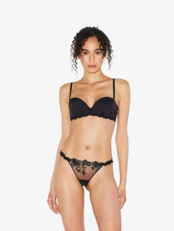 La Perla Thong In Lycra With Embroidered Tulle< G String & Thong
