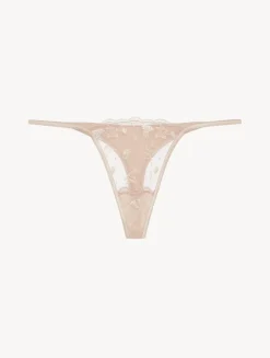 La Perla Thong In Halo And Ivory Nude With Embroidered Tulle< G String & Thong