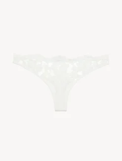La Perla Thong In Off With Cotton Leavers Lace< G String & Thong
