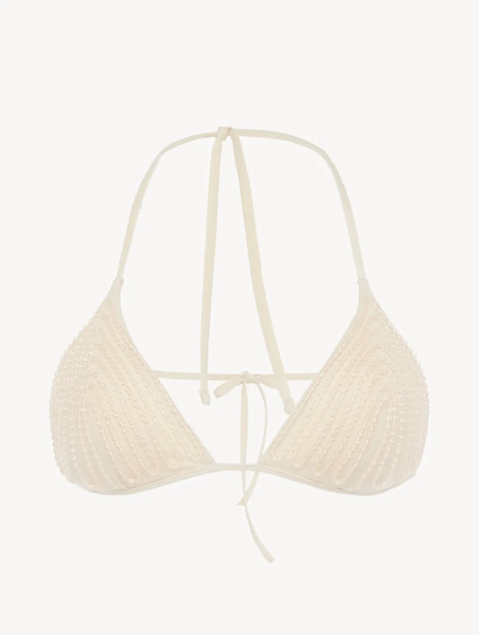 La Perla Triangle Bikini Top In Champagne With Beading< Bikinis