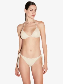 La Perla Triangle Bikini Top In Champagne With Beading< Bikinis