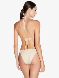 La Perla Triangle Bikini Top In Champagne With Beading< Bikinis