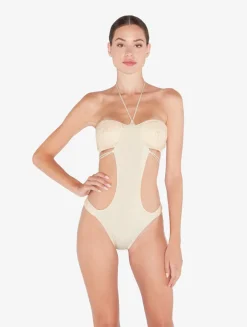 La Perla Trikini In Champagne With Beading< Bikinis|One-Piece Bathing Suits