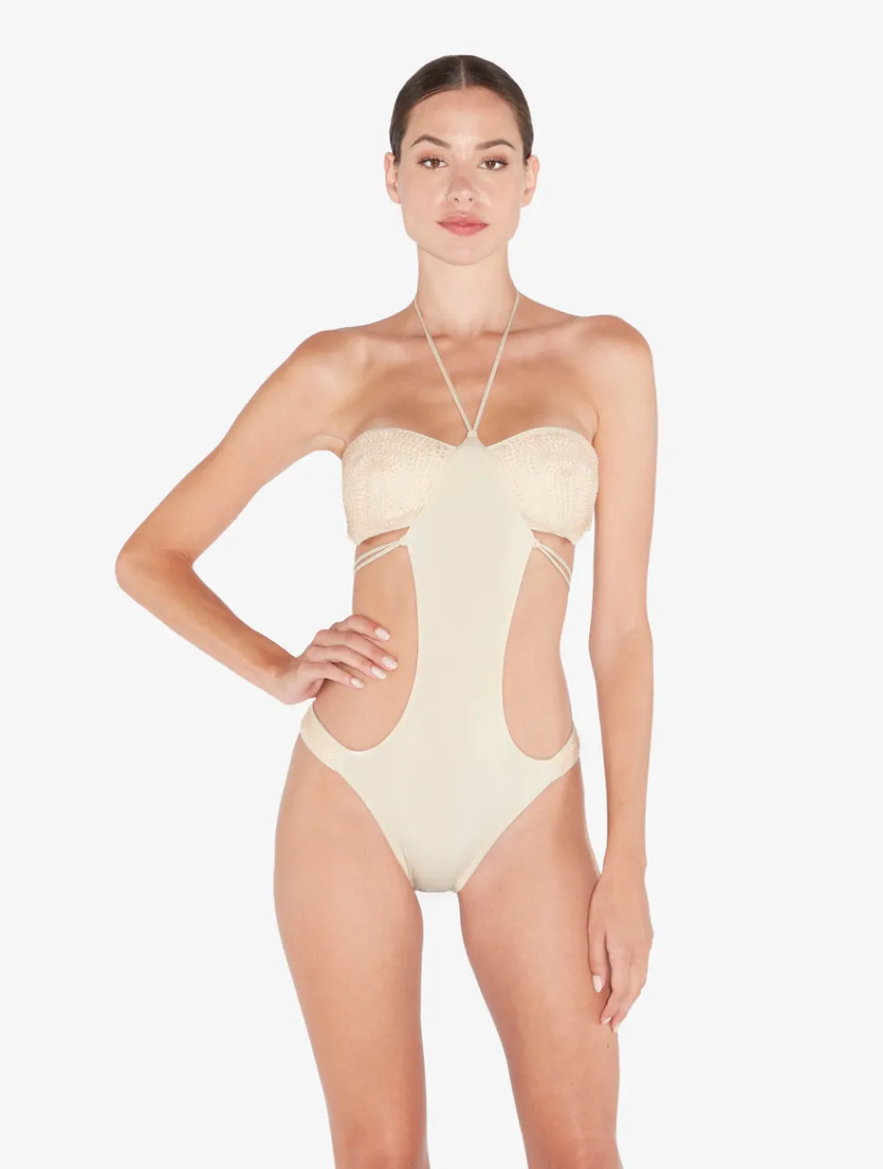 La Perla Trikini In Champagne With Beading< Bikinis|One-Piece Bathing Suits