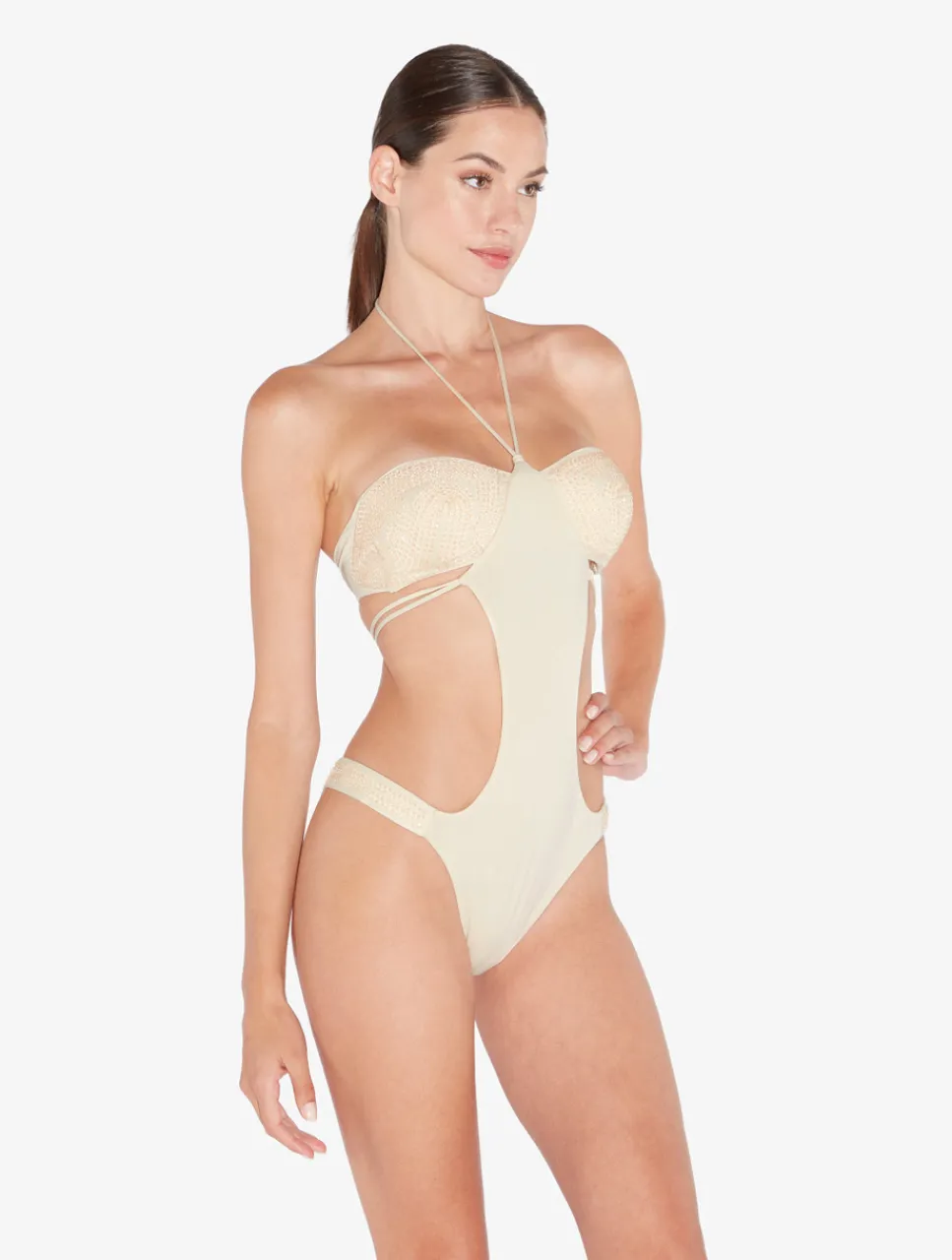 La Perla Trikini In Champagne With Beading< Bikinis|One-Piece Bathing Suits