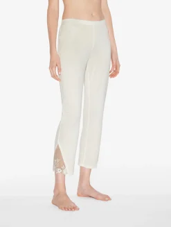 La Perla Trousers In Off-white Modal With Embroidered Tulle< Pajamas|Loungewear