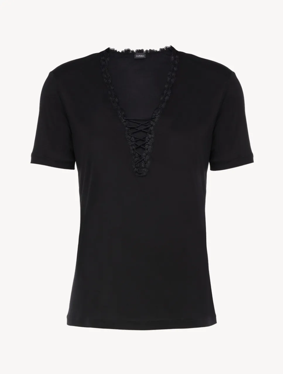 La Perla T-shirt In Modal With Embroidered Tulle< Camisoles|Pajamas