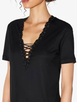 La Perla T-shirt In Modal With Embroidered Tulle< Camisoles|Pajamas