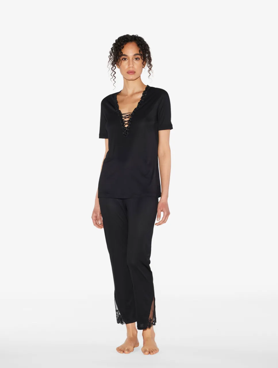 La Perla T-shirt In Modal With Embroidered Tulle< Camisoles|Pajamas