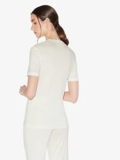 La Perla T-shirt In Off-white Modal With Embroidered Tulle< Camisoles|Pajamas