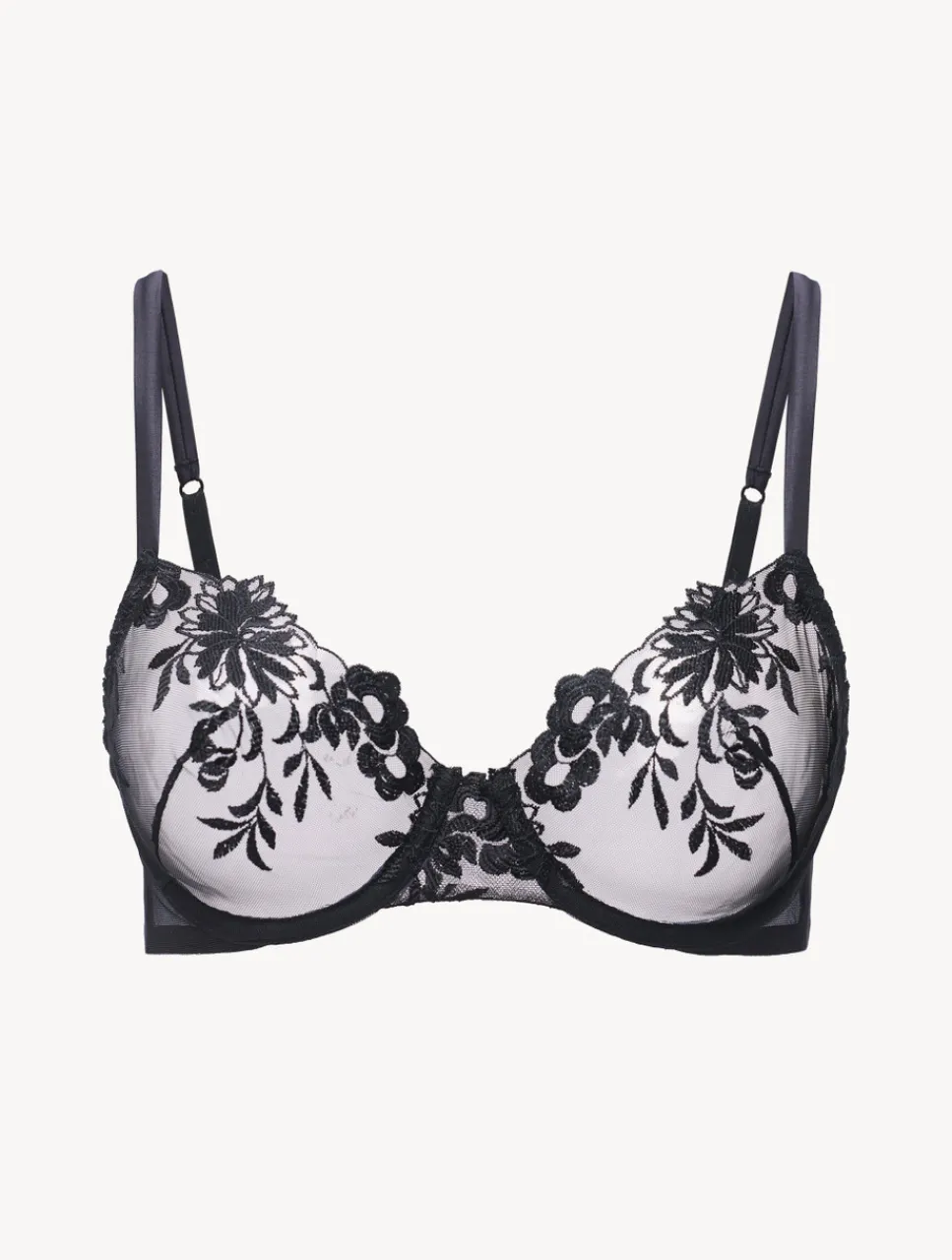 La Perla Underwired Bra In Lycra With Embroidered Tulle< Underwired