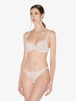 La Perla Underwired Bra In Off-white Lycra With Embroidered Tulle< Underwired
