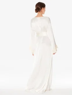 La Perla Long Silk Robe With Ivory Frastaglio< Robes|Silk Sleepwear