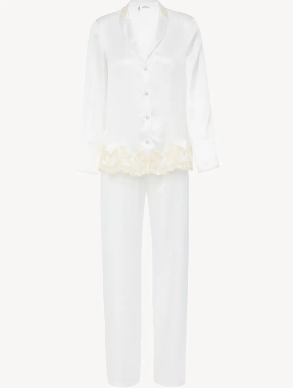La Perla Silk Long Pajamas With Frastaglio< Pajamas|Silk Sleepwear