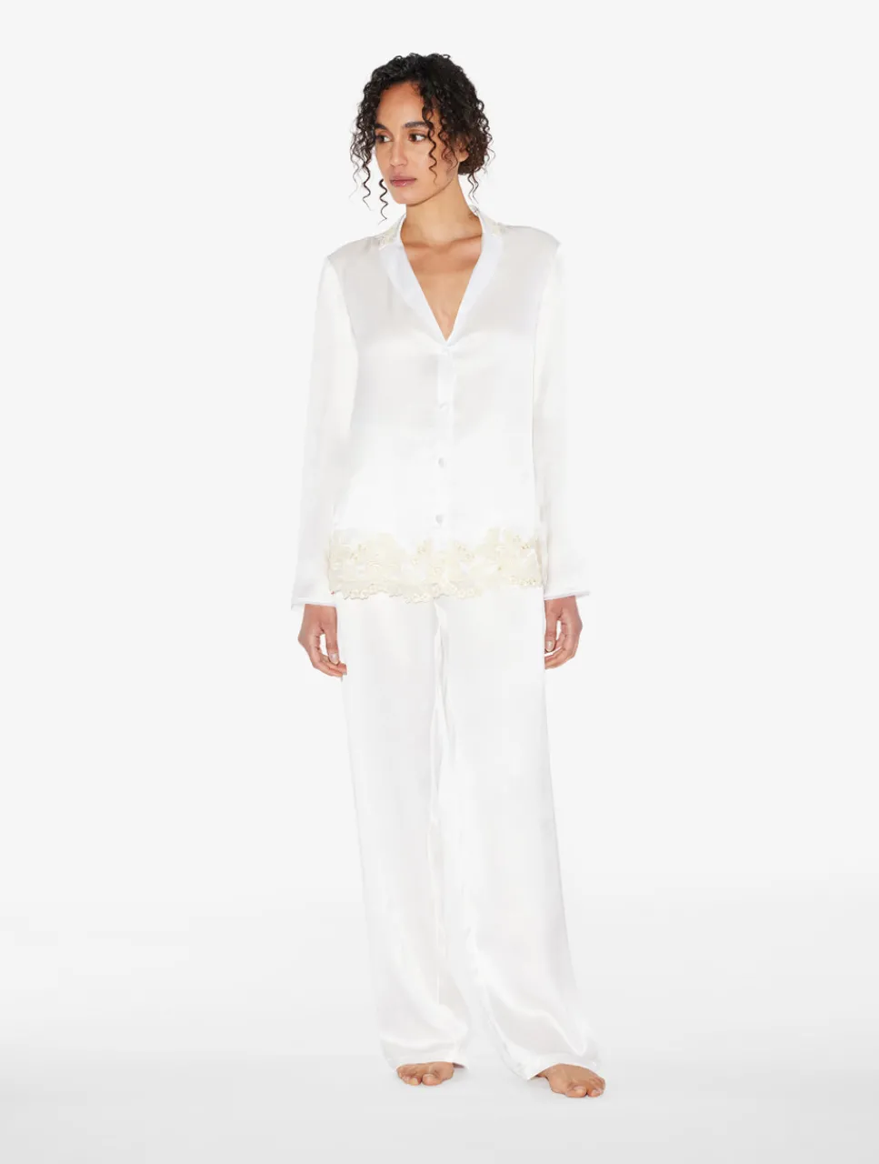 La Perla Silk Long Pajamas With Frastaglio< Pajamas|Silk Sleepwear