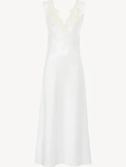 La Perla Silk Satin Long Nightgown With Frastaglio< Slips & Dresses|Silk Sleepwear