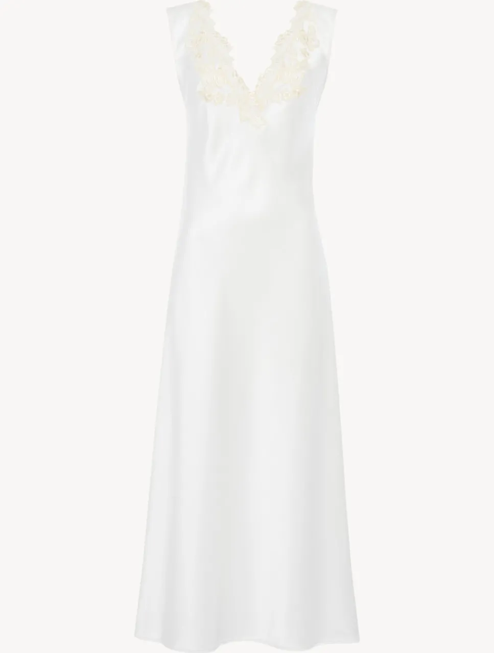 La Perla Silk Satin Long Nightgown With Frastaglio< Slips & Dresses|Silk Sleepwear