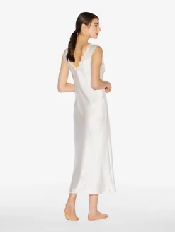 La Perla Silk Satin Long Nightgown With Frastaglio< Slips & Dresses|Silk Sleepwear